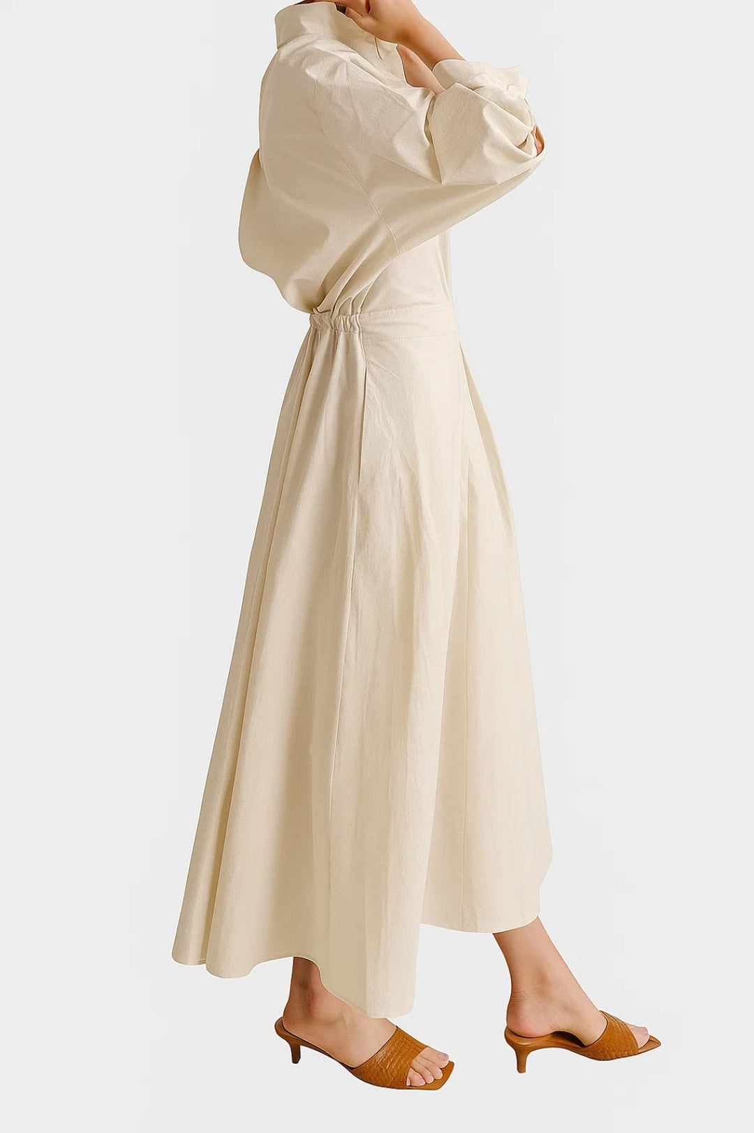 Loose three‑quarter sleeve shirt dress | Simple refined style