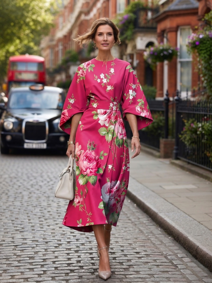Moxlan | The Elegant Kensington Floral Tea Dress