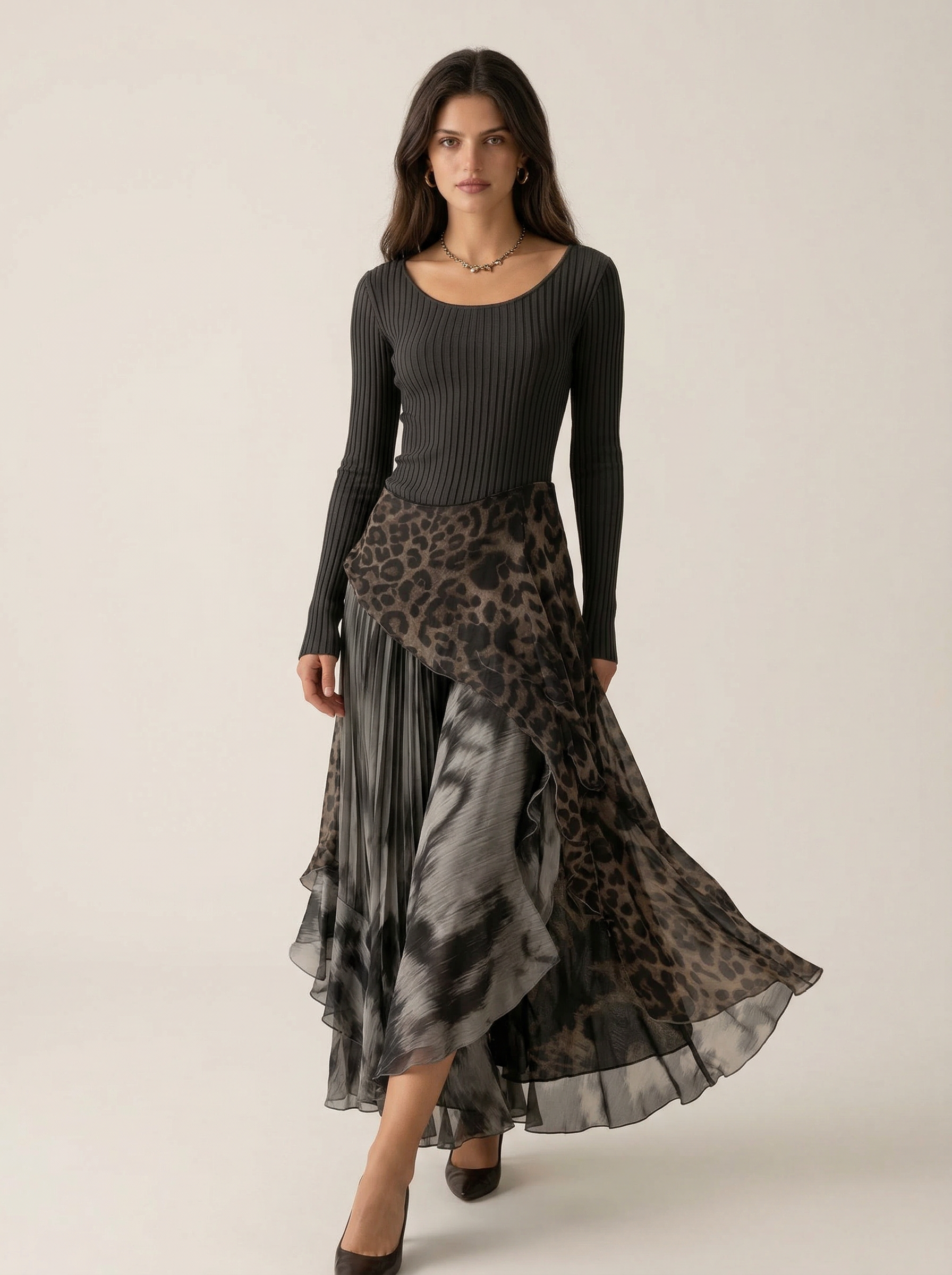 Evoir™ – Maxi dress with print and asymmetric hem