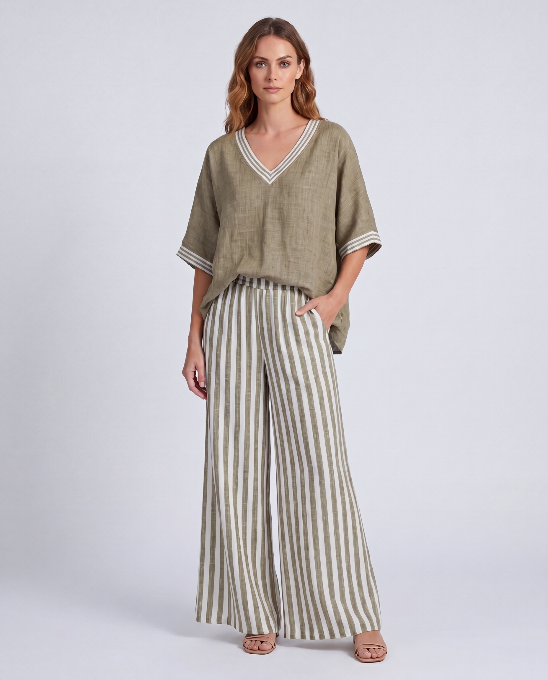 Alira Striped Linen Duo Set