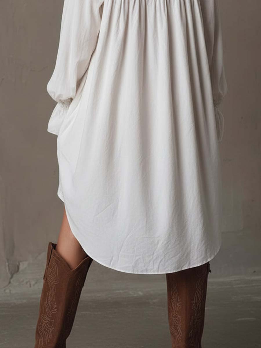 Erika | Lace Detail Button Shirt Dress