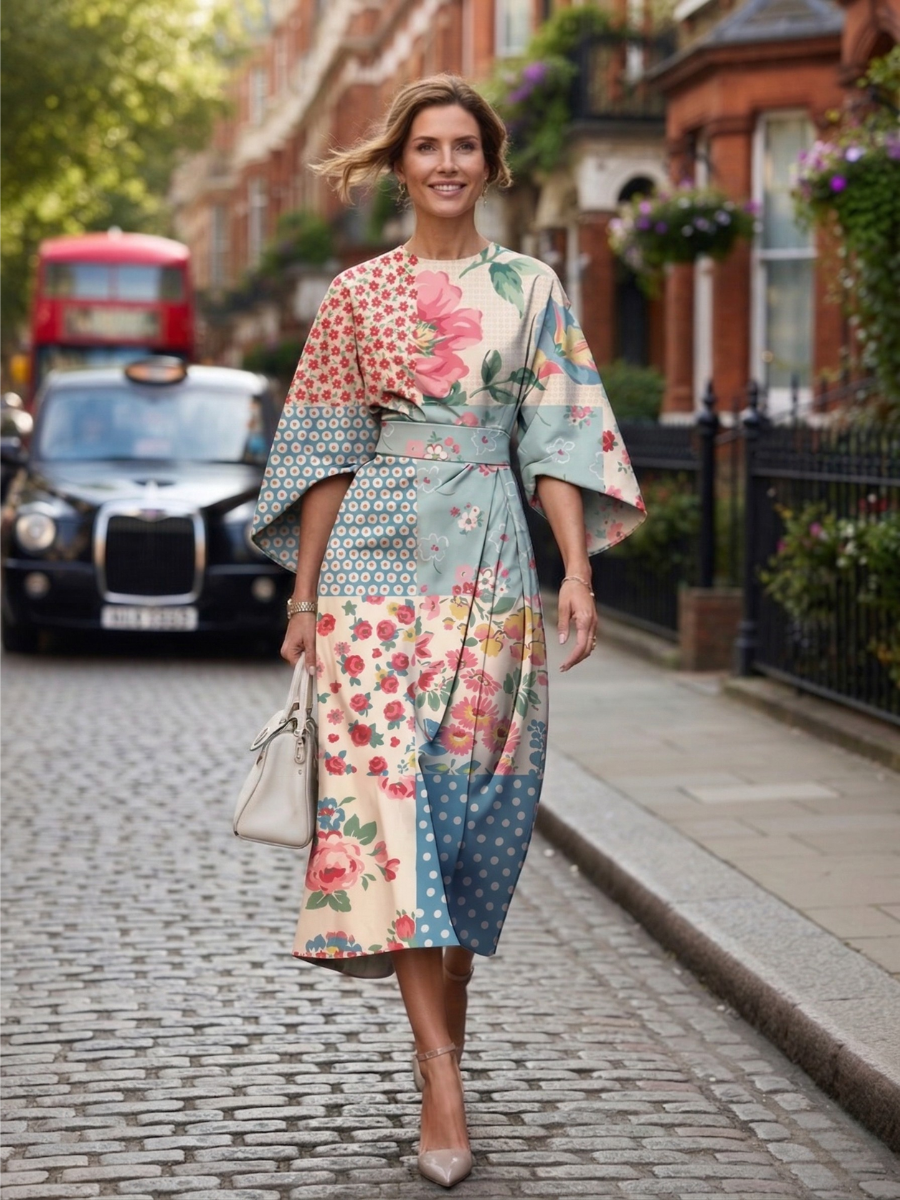 Moxlan | The Elegant Kensington Floral Tea Dress