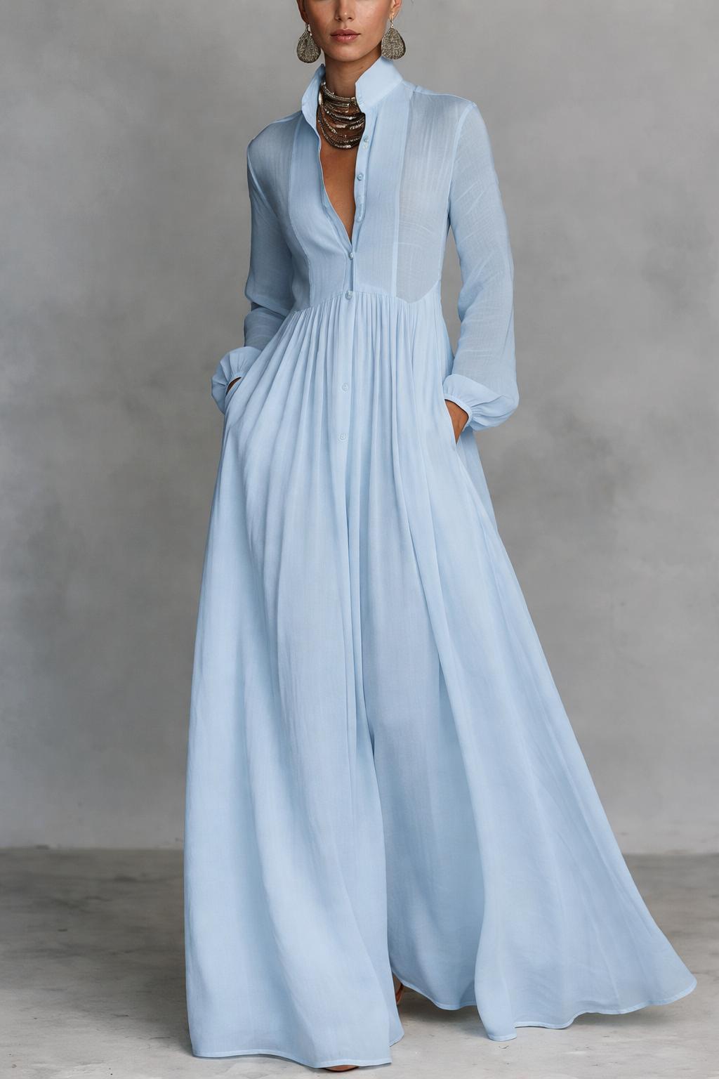 Serena | Long dress with buttons down the front