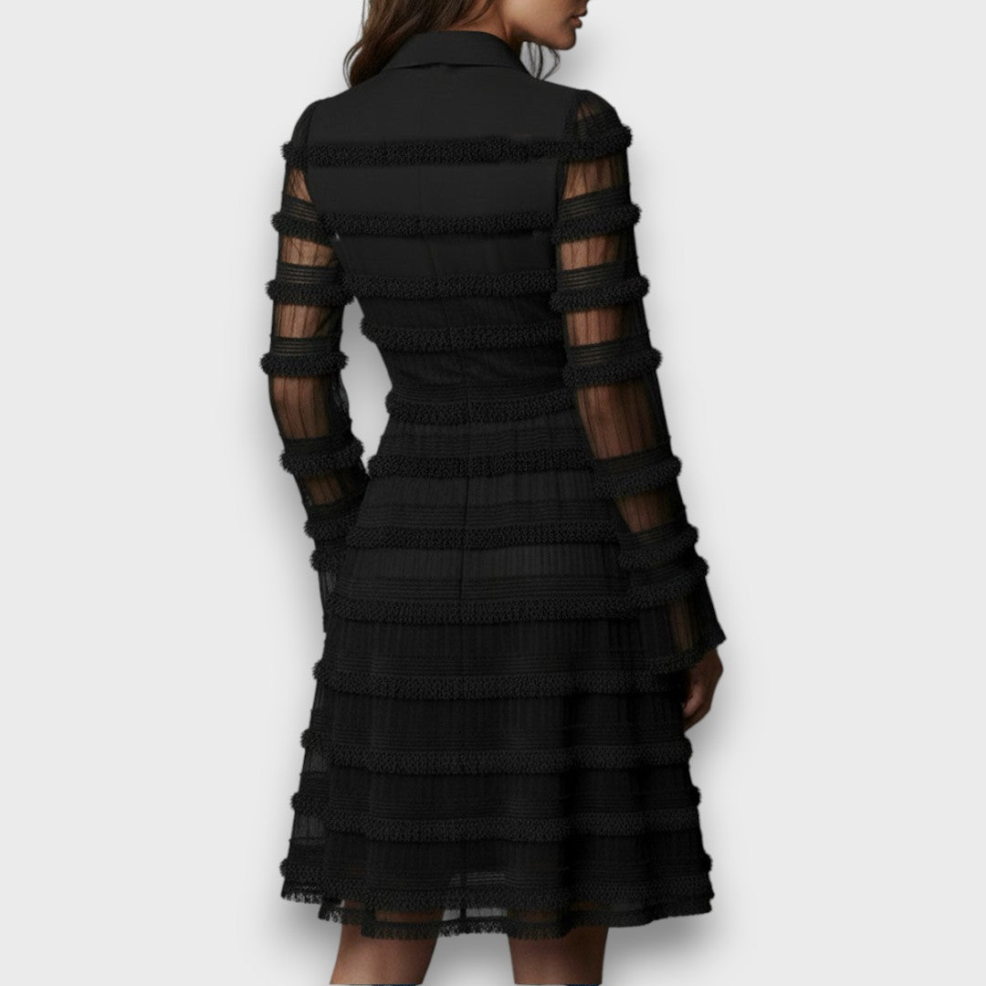 Parisa – Midi Dress with Sheer Fringe