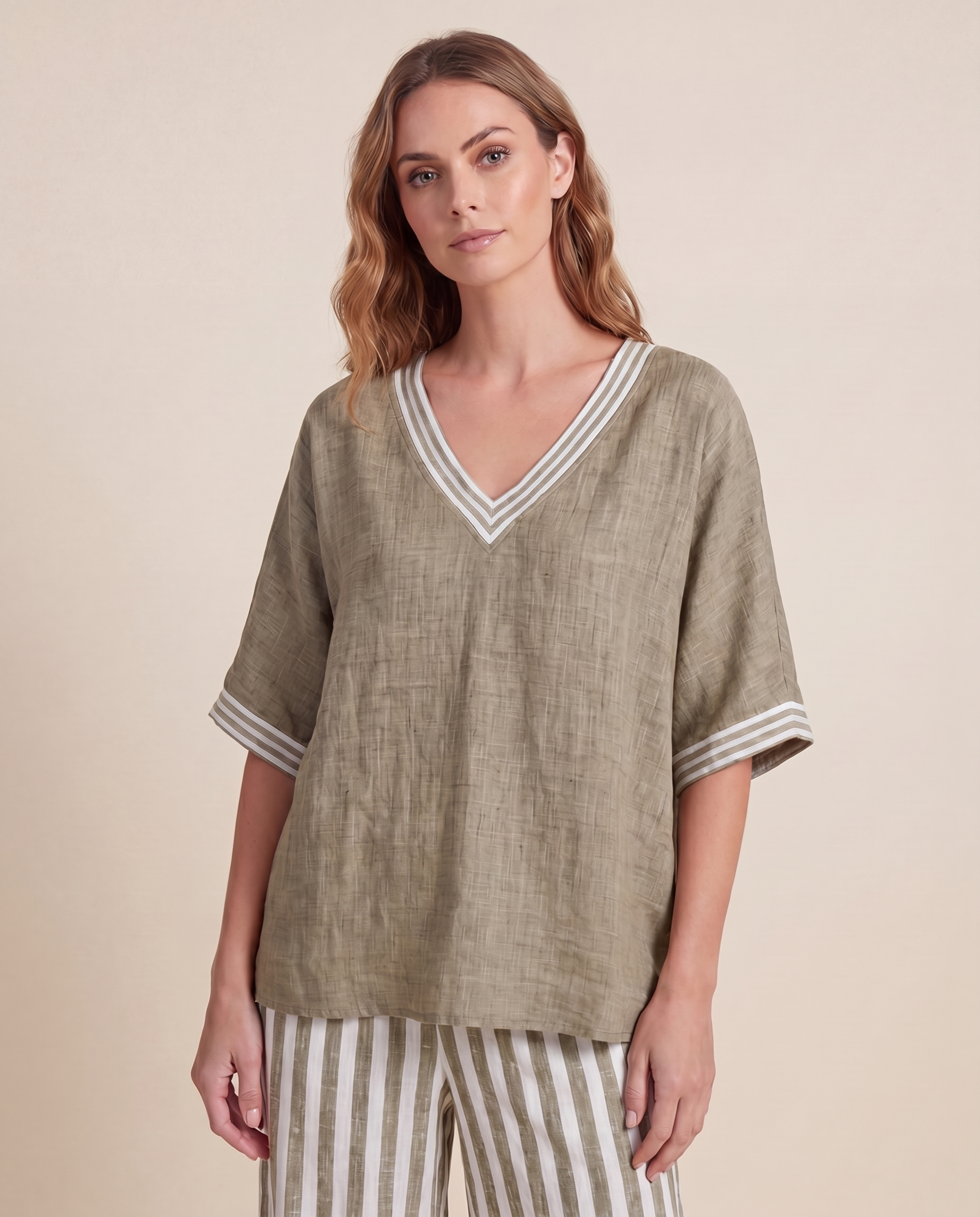 Alira Striped Linen Duo Set
